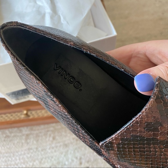 New Vince Fauna Chocolate Snake Loafers - Picture 5 of 6